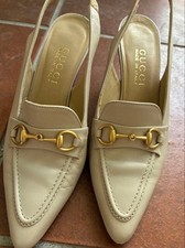 Gucci Pumps Horsebit Slingback Beige Women's Size EU36/US6