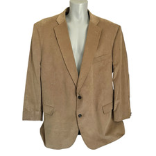 Stafford Sport Coat Men 54R Classic Fit Tan Corduroy Elbow Patch Blazer Jacket