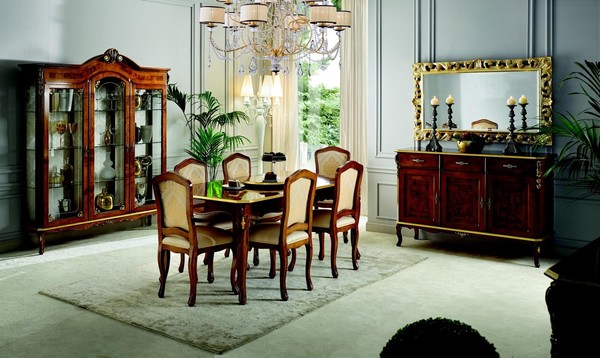 Esstisch 6 StüHle Vitrine Kommode Spiegel Komplettes Esszimmer Garnitur 10Tlg-image