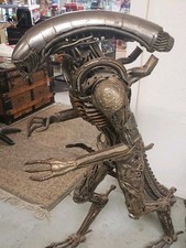 Handcrafted Scrap Alien Metal Statue Sculpture over 4ft tall