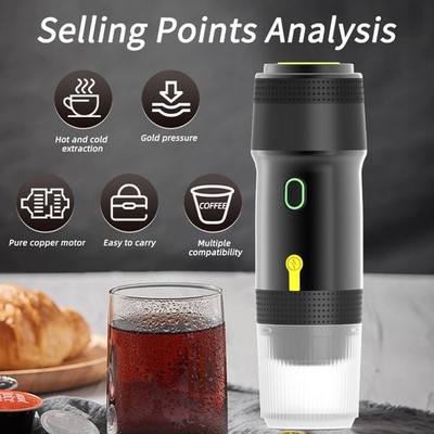 TINANA YH-MCM-A Fast Self-Heating Espresso Maker with Car Charger, 15 Bar Mini
