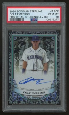 2024 Bowman Sterling Colt Emerson Prospect Silver Refractor Auto /100 PSA 10