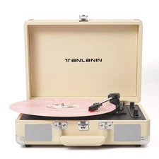 Vinyl Record Player Vintage Portable Suitcase Turntables with Built-in Upgrad...