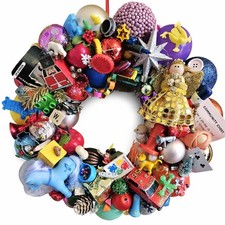 Retro Kitch christmas wreath Handmade 60s 70s 80s vintage decorations Games W55