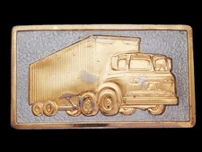 LI05173 *NOS* VINTAGE 1950s HOOK-FAST ***18-WHEELER SEMI-TRUCK*** BELT BUCKLE