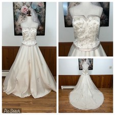 Gorgeous Vintage 90s Bridal Originals Ivory Satin Wedding Gown!