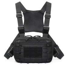 Tactical Chest Pack MOLLE Webbing System Adjustable Straps Zipper Closure Breath