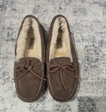 UGG Australia 5612 Brown Suede Shearling Moccasin Slippers Women's Size 6