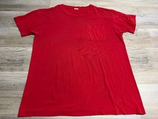 Vintage Fruit of the Loom Golden Blend Pocket Tee XL Red USA Made Single Stitch
