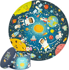 Space round Jigsaw Puzzle with 100 Recycled Card Solar System Astronauts 150 Pi