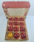 Vintage Mercury Glass Large 3" Poland Red Fantasia Christmas Ornaments Box — photo 1