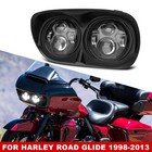 New Projector Dual LED Headlight High Low Sealed For Harley Road Glide 1998 2013