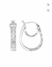 Simone I Smith Sterling Silver Woven Diamond Cut Pear Shape Hoop Earring