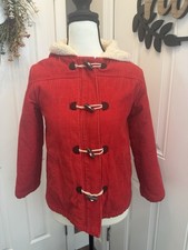 Girls Red Corduroy Sherpa Toggle Coat Size 10-12 Warm Jacket Outerwear