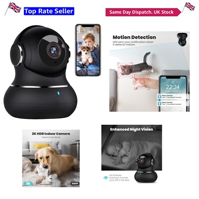 Little Elf 2K Indoor Security Camera—Night Vision, Motion Tracking