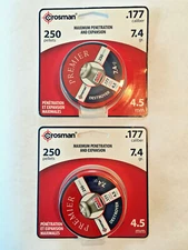 2 Pack of Crosman .177 DESTROYER POINTED HOLLOW POINT HUNTING PELLETS 