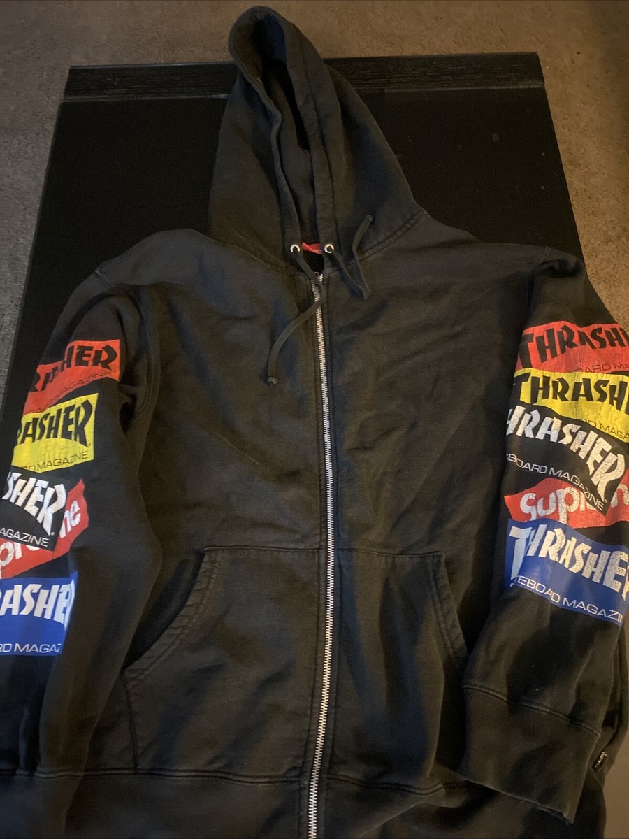 Supreme x Thrasher Multi Logo Zip Up Hooded Sweatshirt 'Black | eBay