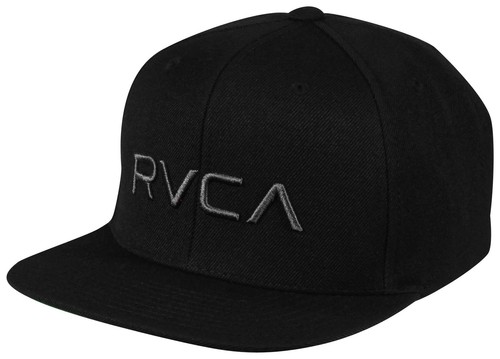 RVCA Boy's Twill Snapback Hat - Black / Charcoal - New
