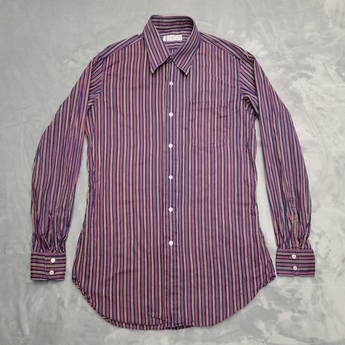 Lanvin, Vintage Lanvin Shirt Mens M Multicolor Striped Long Sleeve Dress Paris Designer