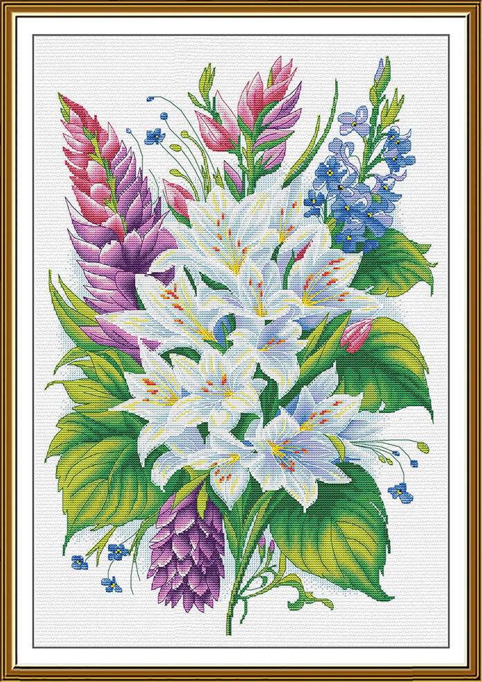Counted Cross Stitch Kit DIY unprinted canvas Delicate bouquet embroidery hand