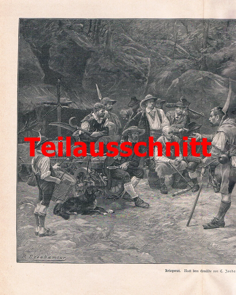 d101 1731 Jordan Kriegsrat Andreas Hofer 35x26 cm Druck  1897 !! - Bild 2 von 4