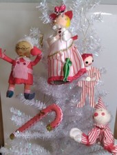 Vintage Handcrafted Red And White Fabric Chri...
