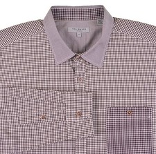 Ted Baker London Brown  White Micro Check Contrast Collar Dress Shirt Sz 5