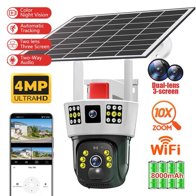 V380p Solar Battery Powered Wifi Outdoor Pan/Tilt Home 4K Security Camera System