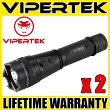 (2) VIPERTEK BLACK VTS-195 Heavy Duty Metal Stun Gun Self Defense Wholesale Lot