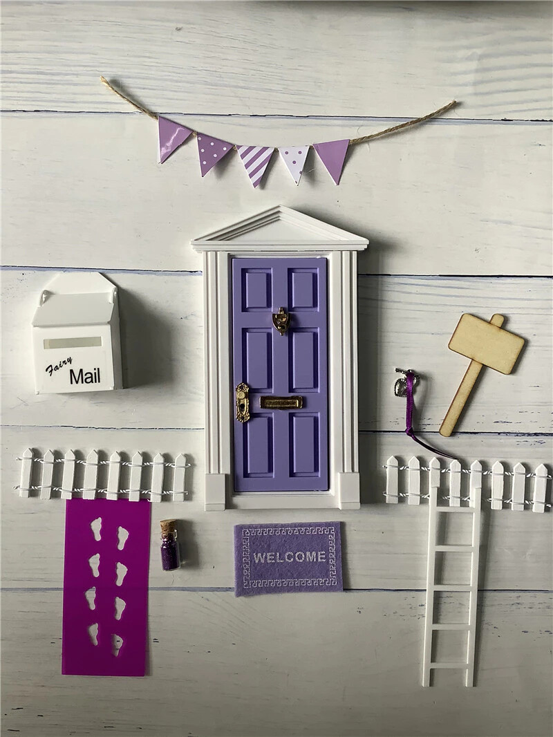 Tooth Fairy Door Hanger Set With Pouch & Bottle - Pink & Blue Wooden Tooth Holder For Kids