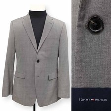 TOMMY HILFIGER mens gray nailhead two button sport coat suit jacket blazer 40 R