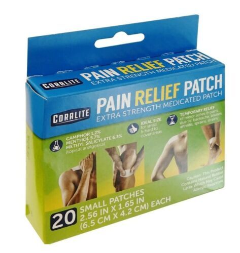 Coralite Pain Relief Patches lot of 4 (20 patches each) NEW in box 2.56 "x 1.65"