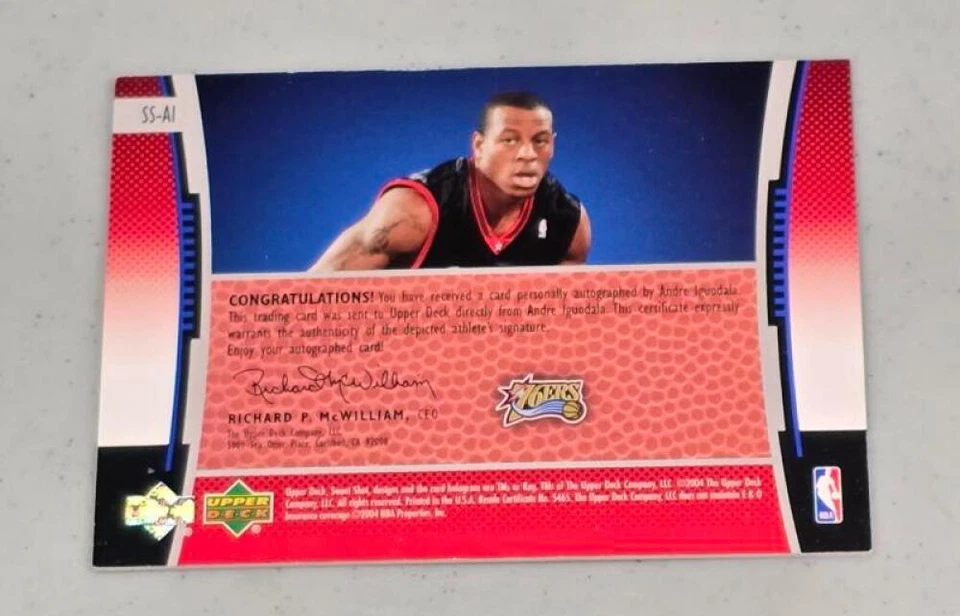 Andre Iguodala 76ers Auto 2004-05 Cubierta Superior Sweet Shot Signature Shots Rojo #AI Foto 2 de 2