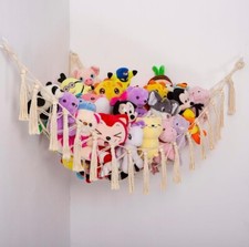 Stuffed Animal Hammock Corner Hanging Net With Wooden Beads Good Decor