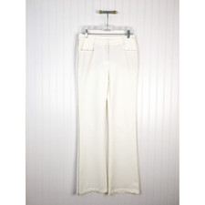 St. John Womens Flare Pants White Stretch Studded Pockets Zipper Solid USA 6 New