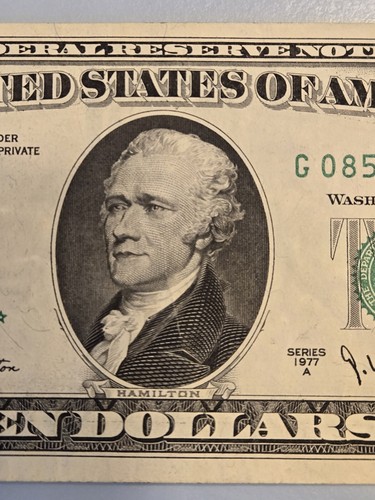 Series 1977 A $10 Ten Dollar Bill Misalignment Error Note Replacement Note Star - Picture 5 of 24