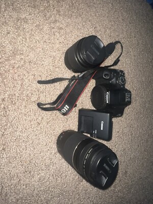 Canon EOS Rebel T7 DSLR Camera EF-S 18-55mm + EF 75-300mm Lens Kit + Accessories