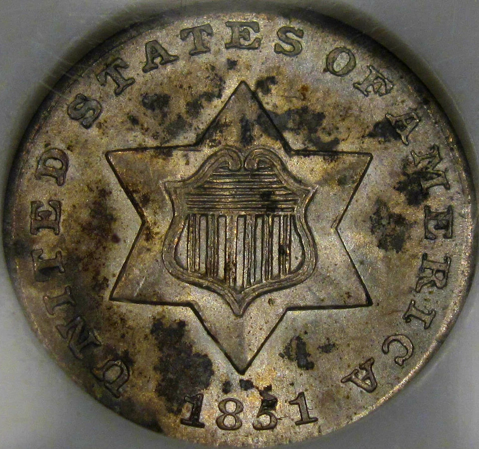 1851 Three Cent Silver Piece NGC MS-64...Amazing Surfaces, Sharply Struck, NICE! - Image 4 of 4