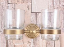 Antique Brass Double Tumbler Cup Holder Toothbrush Holder Bathroom Accessory