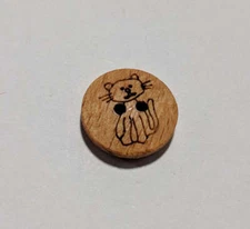 Kitten Cat on Wood 2 Hole Button - 15mm / 5/8" - Dill Buttons - Set of 4