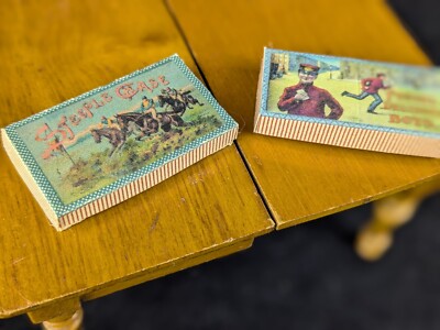 1:12 Miniature Victorian Games Steeplechase Postal Dollhouse Lot Of 2 Repro