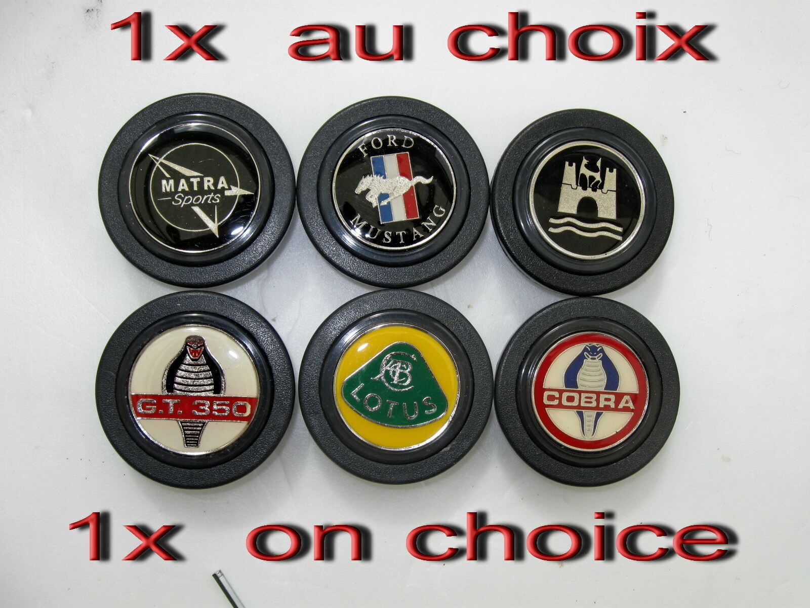 Centre de volant Mustang Cobra en finition chrome retro pour voiture de sport