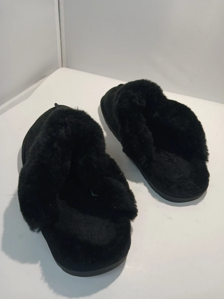 Zapatillas negras sin cordones Lamo para mujer talla 7 piel de oveja doble cara Foto 2 de 4