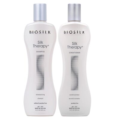 BioSilk Silk Therapy Shampoo and Conditioner Set for Incredible Shine 12 Fl Oz