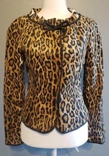 VTG 90's Moschino Cheap & Chic Velour Velvet Leopard Animal Print Blazer Jacket 