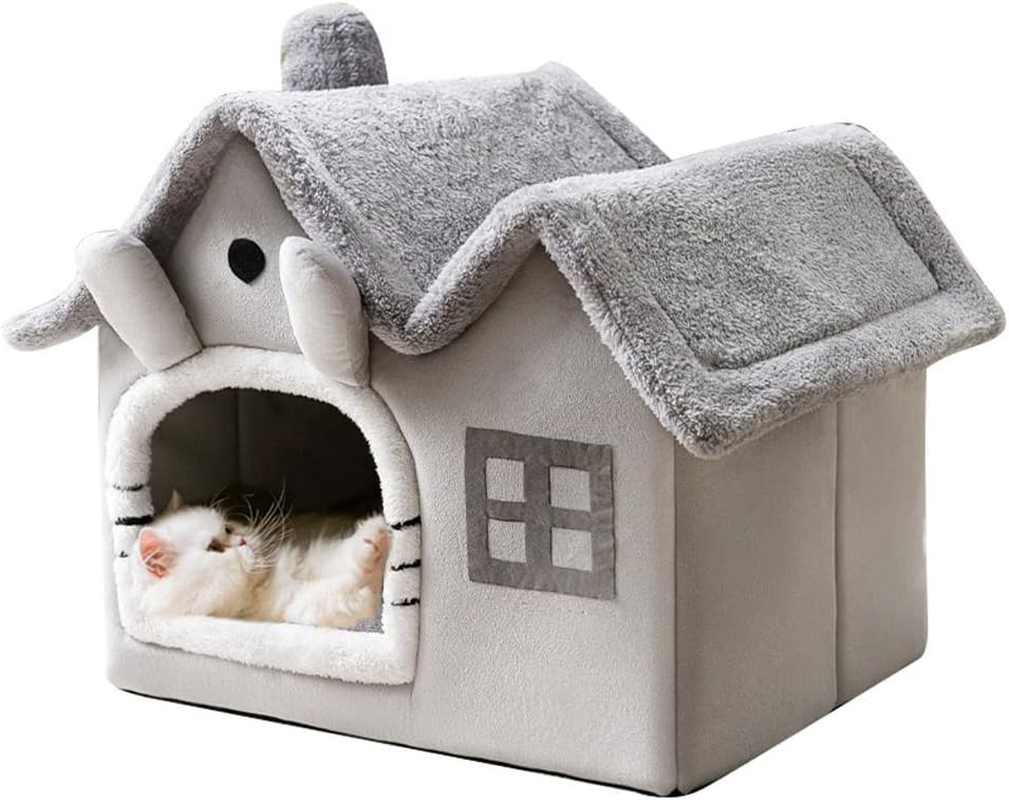 Luxury Double Roof Indoor Dog House Cat Nest,Foldable Warm Soft