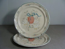 2 International China Stoneware 10 3/4" Dinner Plates, Marmalade #8868 Pattern