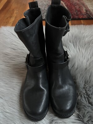 Rag & Bone Womens RB Studded Pull on Moto Boots Black