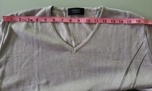 VERSACE CLASSIC KNIT SHORT SLEEVE V NECK TOP IN GRAY SIZE XL PRE-OWNED - Picture 4 of 6