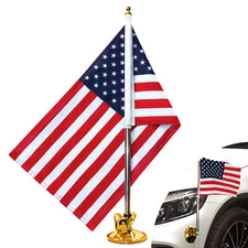 Anley USA Car Flag & Flagpole Outdoor Suction Cup Style Flag Pole American Flag